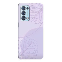 Чохол квітковий дизайн для Oppo Reno6 Pro 5G – Монстера фіолетова