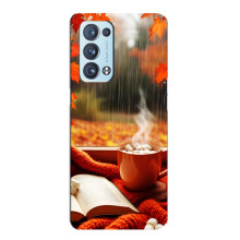 Чехол с уникальным дизайном «Осень с кофе» для Oppo Reno6 Pro 5G – Кофе и дождь