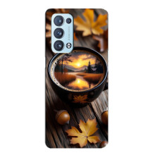 Чехол с уникальным дизайном «Осень с кофе» для Oppo Reno6 Pro 5G – Тёмный кофе