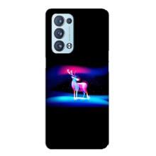 Силиконовый бампер с картинкой животных для Oppo Reno6 Pro 5G (Яркий олень)