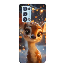Яскравий чохол для Oppo Reno6 Pro 5G з Зимові Оленята (Оленятко серед герлянд)