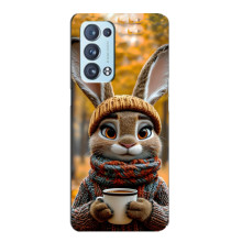 Печатный чехол «Зверята с кофе» для Oppo Reno6 Pro 5G – Зайчик с кофе