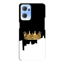 Чехол (Корона на чёрном фоне) для Оппо Рено 7 (5G) (Золотая корона)