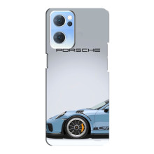 Чехол с авто Порше для Oppo Reno7 5G – Голубой Порше