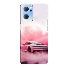 Чехол с авто Порше для Oppo Reno7 5G – Розовый Порше