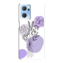Силиконовый чехол с принтом в цветах на Oppo Reno7 5G – Фиолетовый букет