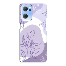 Силиконовый чехол с принтом в цветах на Oppo Reno7 5G – Фиолетовый дизайн