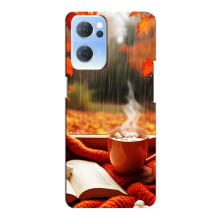 Чехол с уникальным дизайном «Осень с кофе» для Oppo Reno7 5G – Кофе и дождь