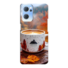 Чехол с уникальным дизайном «Осень с кофе» для Oppo Reno7 5G – Кофе на природе