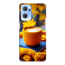 Чехол с уникальным дизайном «Осень с кофе» для Oppo Reno7 5G – Кофе с жёлтым