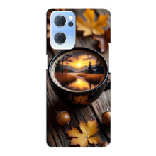 Чехол с уникальным дизайном «Осень с кофе» для Oppo Reno7 5G – Тёмный кофе