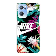 Силиконовый Чехол на Oppo Reno7 5G с картинкой Nike (Цветочный Nike)