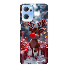 Яркий чехол для Oppo Reno7 5G с Зимними Оленятами – Олень среди подарков