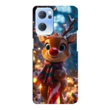 Яркий чехол для Oppo Reno7 5G с Зимними Оленятами – Олень в шарфе