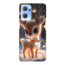Яркий чехол для Oppo Reno7 5G с Зимними Оленятами – Оленёнок