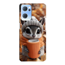 Печатный чехол «Зверята с кофе» для Oppo Reno7 5G