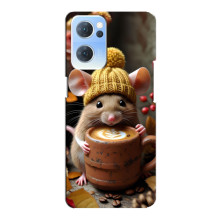 Печатный чехол «Зверята с кофе» для Oppo Reno7 5G – Медведь с кофе