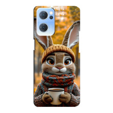 Печатный чехол «Зверята с кофе» для Oppo Reno7 5G – Зайчик с кофе
