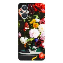 Брендновые Чехлы для Oppo Reno7 Lite (5G) - (PREMIUMPrint) (Nike цветы)