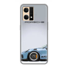 Чехол с авто Порше для Oppo Reno7 Pro 5G – Голубой Порше