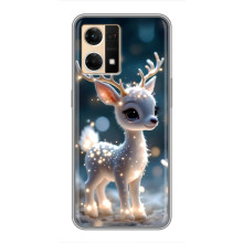 Яркий чехол для Oppo Reno7 Pro 5G с Зимними Оленятами – Блистающий оленёнок