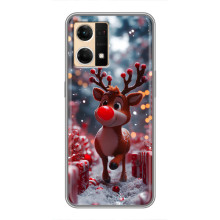 Яркий чехол для Oppo Reno7 Pro 5G с Зимними Оленятами – Олень среди подарков