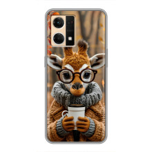 Печатный чехол «Зверята с кофе» для Oppo Reno7 Pro 5G – Жираф с кофе