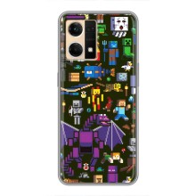 Чохол Майнкрафт на Oppo Reno7 4G (AlphaPrint) Minecraft (Колаж Майнкрафт)