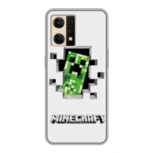 Чохол Майнкрафт на Oppo Reno7 4G (AlphaPrint) Minecraft (кріпер Майнкрафт)