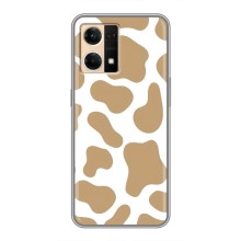 Чохол з принтом корови на OPPO Reno7 4G (Бежевий принт)