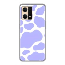 Чохол з принтом корови на OPPO Reno7 4G (Фіолетовий принт)