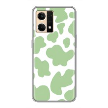 Чохол з принтом корови на OPPO Reno7 4G (Зелений принт)