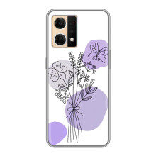 Силконовий чохол з принтом в квітах на Oppo Reno7 4G – Фіолетовий букет