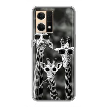 Силіконовий чохол з КАРТИНКАМИ літо для Oppo Reno7 4G (AlphaPrint) (Жирафи в окулярах)