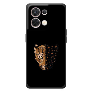 Чехол с леопардовым принтом на OPPO Reno 8 5G (Леопард на черном)