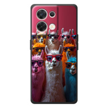 Чехол с принтом стильные животные для 

ОПО Reno 8 5G 
 – Ламы в очках