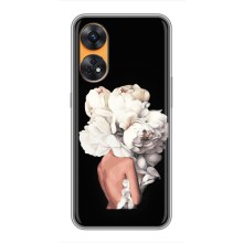 Чехлы (ART) Цветы на Oppo Reno 8T (VPrint) (Белые цветы)