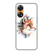 Чехлы с картинкой Лисички для Oppo Reno 8T (VPrint) (Лисичка в цветочках)