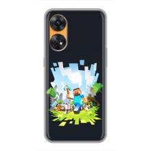 Чехол Майнкрафт на Oppo Reno 8T (AlphaPrint) Minecraft (персонажи Minecraft)