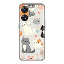 Чехол с рисунком кот на Oppo Reno 8T – Коллаж котов