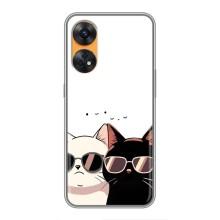 Чехол с рисунком кот на Oppo Reno 8T – Коты в очках