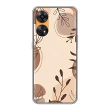 Чохол з квітковим принтом на OPPO Reno 8Т (Коричневі квіти)