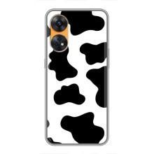 Чехол с принтом коровы на Оппо Рено 8Т – Черный принт