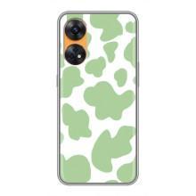 Чехол с принтом коровы на Оппо Рено 8Т – Зеленый принт