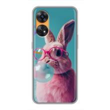 Чохол з принтом стильні тварини для OPPO Reno 8Т – Кролик в окулярах