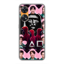 Чехол Гра в кальмара для Oppo Reno 8T – Персонажи игры кальмара