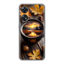 Чехол с уникальным дизайном «Осень с кофе» для Oppo Reno 8T – Тёмный кофе