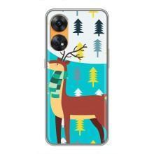 Силиконовый бампер с картинкой животных для Oppo Reno 8T (Олень с шарфом)