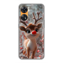 Яркий чехол для Oppo Reno 8T с Зимними Оленятами