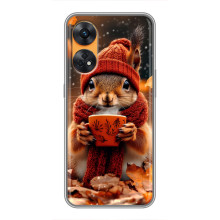 Печатный чехол «Зверята с кофе» для Oppo Reno 8T – Белка с кофе